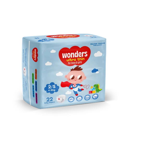 Подгузники WONDERS UT (4-6 кг) S22